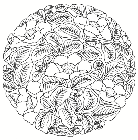 Leaf Roundel Coloring Page